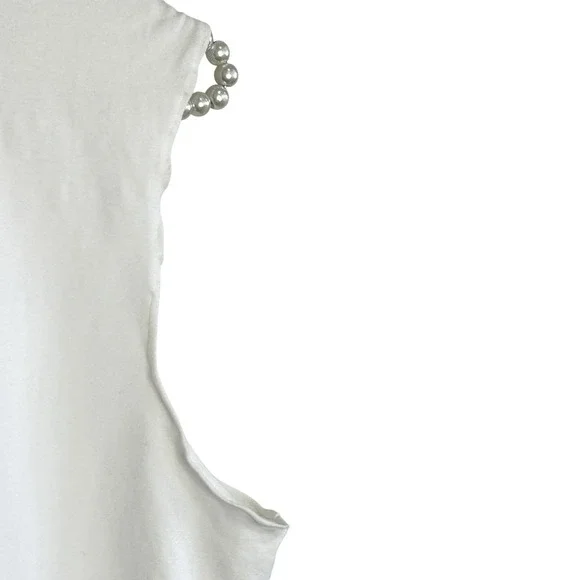 Chicos Beaded Sequin Lobster Tank Top Sz 2 Large Beachy Coastal Embroidered Flaw - Picture 6 of 11